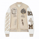 Ameerika kiri tikandimuster teemantidega jakk ja mantel meestele Y2K t&auml;navahip hop vintage pesapallivorm M beež