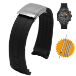 Kaarjas kummist kellarihm Citizen Sky Eagle Mido Helmsman M005 jaoks Veekindel Must Sinine Silikoonrihm K&auml;ev&otilde;ru T&ouml;&ouml;riistadega 22 23mm 23mm black