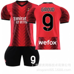 23-24AC Milan Kodus&auml;rgi Komplekt 9 Giroud 17 Leo 11 Ibrahimovic 19 Ol&uuml;mpiam&auml;ngude Jalgpallivorm Tr&uuml;kitud Numbriga 28#