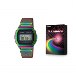 Casio YOUTH seeria - v&auml;ikesed metallruudud, eriline kinkekarp, klassikalised retrov&auml;ikesed ruudud, moesport, kvartskellamehhanism, Jaapani ja A1000PRW-1PR must