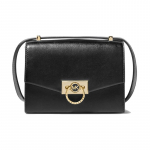 MICHAEL KORS Hendrix t&auml;heLOGO kuldne pandla klapp &uuml;hev&auml;rviline Prantsuse lihtne nahast crossbody kott &otilde;lakott naiste must must