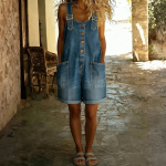 Naiste Vabaaja Denim L&uuml;hike T&ouml;&ouml;riietus Reguleeritava Rihmaga N&ouml;&ouml;pkinnitusega Ees Taskutega L&otilde;tv L&otilde;ikega Kombinesoon Varrukateta Jumpsuit Suviseks Igap&auml;evaseks Kandmiseks XL sinine