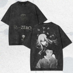 ReZero Starting Life In Another World Subaru Natsuki Return by Death Manga Paneel Vintage Pesitud &Uuml;lem&otilde;&otilde;duline Must T-s&auml;rk Isekai Anime F&auml;nn Unisex L