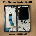 Xiaomi Redmi Note 14 5G keskmise raami LCD-ekraani esiraami korpuse raami &scaron;assiiplaadi asendus NOTE14 5G Purple
