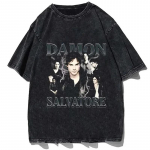 25 kuumimat moetrendi Damon Salvatore vintage pesu Ian Somerhalderi naiste T-s&auml;rk t&auml;navariietus manga l&uuml;hikeste varrukatega vabaaja Harajuku S