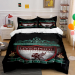 Liverpooli jalgpalliklubi Voodipesu Voodipesu Tekikoti komplekt Tekikott Padjap&uuml;&uuml;rid Kodu sisustus (1 * Tekikott 2 * Padjap&uuml;&uuml;ri, ilma tekita) 140x200cm black
