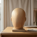 Mannekeenipea Puidust Alus Teraviljast Viimistlus Juukseosa Eksponeerimislaud Lauapealne K&uuml;barahoidja Puidus&uuml;&uuml; Wood Grain Male brown