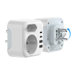EL-ist L&otilde;una-Aafrikasse India pistikupesa adapter konverter 2 USB A ja 2 Type C-ga, V&auml;ike L&otilde;una-Aafrika reisipistikupesa Type D seinakontakt 100-250V&2 valge
