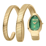 Roberto Cavalli Glam Evo 4 Rohelise sihverplaadi ja kuldse terasrihmaga k&auml;ekell naistele JC1L209M0045 roheline