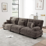 3-kohaline moodulnurga diivan s&uuml;gava istmega, &scaron;enillist lahtik&auml;iv diivan mugavalt polsterdatud elutuppa, korterisse, stuudiosse, kontorisse, &scaron;enill pruun 313 x 77 x 81 cm pruun