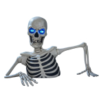 Halloweeni skelett, mis t&otilde;useb maapinnast helendavate silmadega - Dekoratiivne rekvisiit, aia, maja ja p&uuml;hade&otilde;ue kaunistamiseks One Size gray