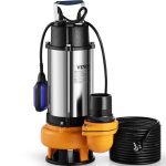 VEVOR Sukeldatav veepump, 2200W 60000L/H, 8 m juhtme ja automaatse ujukl&uuml;litiga, kaasaskantav roostevabast terasest, musta v&otilde;i puhta vee jaoks