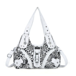 Mitmek&uuml;lgsed Naiste K&auml;ekotid Leopardist &Otilde;lakott &Uuml;he K&auml;epideme Kott Moodne Satchel Pelmeenikott &Otilde;lakott Suur T&otilde;mblukuga Kott Rahakott (30cm<Max Length<50cm) white