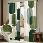Kaasaegsed abstraktse rohelise geomeetrilise disainiga kardinapaneelid Pol&uuml;ester aknakardinad Kodu sisustus Elutuba Ringide stiilis kardinate disain 107x215cm 2pc42x85in