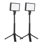 2 pakki 15W LED-videovalgusti komplekt Lauale paigaldatav fotograafia t&auml;itevalgusti Kahev&auml;rviline temperatuur Reguleeritav heledus CRI95 USB-toiteallikas Pikendatava statiiviga must