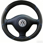 Kunstnahast autojuhtimiskangi kattekomplekt Volkswagen VW Golf 4 Passat B5 1996-2003 Seat Leon 1999-2004 Polo 1999-2002 jaoks blue round gray