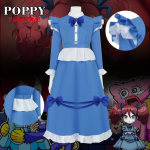 Poppy Playtime 4 Cosplay Kost&uuml;&uuml;m Punap&auml;ine T&uuml;druk Poppy Kleit Halloweeni Lavaesinemise R&otilde;ivas 140 sinine