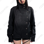 Gooti Harajuku Esteetiline Unisex Jakk &Uuml;le suurusega L&otilde;tv Vabaaja Mood Trendikas &Uuml;he n&ouml;&ouml;biga Kardigan Y2K Esteetika Streetwear XS must