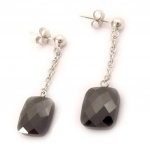 Les Tr&eacute;sors De Lily [F6279] - Boucles Argent 'Linda' Noir must