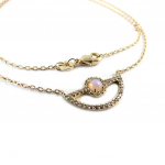 Les Tr&eacute;sors De Lily [P0196] &ndash; roosa kullaga  Princess Opal  kullatud kaelakee Heleroosa