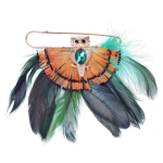 Les Tr&eacute;sors De Lily [Q5772] - Broche Cr&eacute;ateur 'Cheyennes' vert dor&eacute; (chouette) - 12x10 cm roheline