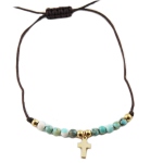 Les Tr&eacute;sors De Lily [R0131] - Kuldne t&uuml;rkiissinine  Cross  terasest k&auml;ev&otilde;ru - 10x7 mm t&uuml;rkiissinine