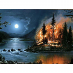 T&auml;ielik 5D isetehtud teemantmaaling Woods on Fire Teemanttikandid Ristpistes Kodukaunistus K&auml;sitsi valmistatud kingitus 25x30cm