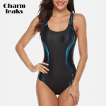 Charmleaks naiste &uuml;hes t&uuml;kis sportlik ujumistrikoo Professionaalne spordi ujumisriided Colorblock Print Beach Wear ujumisriided L parkkoor