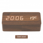 LED puidust &auml;ratuskell H&auml;&auml;ljuhtimine Kellaaeg Kuup&auml;ev Temperatuur Digitaalsed ristk&uuml;likukujulised lauakellad