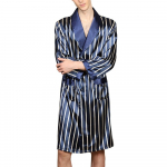 Meeste siidist pikkade varrukatega hommikumantel Plus Size 5XL Kimono kodune vannikleit Meeste tr&uuml;kitud geomeetrilised hommikumantlid V-kaelusega Satiinist magamisriided &Ouml;&ouml;s&auml;rk XXL