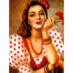 Ilus naine DIY teemantmaal, t&auml;ismosaiigiga puur, t&uuml;druk, tikandid, n&auml;put&ouml;&ouml;, k&auml;sitsi valmistatud kingitud seinakaunistus Full Round 20x30CM