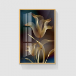 Abstraktne must kuldne lilleline luksusplakat P&otilde;hjamaade kunsti taimelehtedest l&otilde;uendimaal Moodne seinapilt elutoa sisekujunduseks 20X30cm No Frame