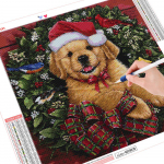 5D DIY Teemantmaali Koer Teemanttikandid Mosaiik M&uuml;&uuml;k Rhinestonest j&otilde;ulukink loomapilt Full Round 20x20CM