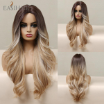 Pikad pruunid kuni blondid Ombre lainelised s&uuml;nteetilised parukad naistele Keskosa parukad Blondid esilet&otilde;stetud kuumakindel parukas Cosplay