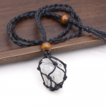 Naiste kaelakee naturaalsest originaalsest kivist v&otilde;rgupakk, ebaregulaarne ripats punutud k&ouml;iega unisex armastus romantiline kinkekett 50 CM 20-30mm/Black Hair Quartz