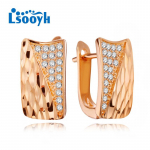 LSOOYH Clip K&otilde;rvar&otilde;ngad Roosa kullav&auml;rvi Moodne K&otilde;rvar&otilde;ngas Naistele Ruudukujulised Cubic Zirconia Stud K&otilde;rvar&otilde;ngad Ehted A