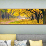 Maastik Roheline Kollane Mets Puu l&otilde;uend Maalimine P&auml;ikesevalgus Plakatid ja tr&uuml;kised Seinapildid Elutuba Kodukaunistus Ilma raamita 60*170cm