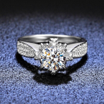 Platinum Moissanite kihlas&otilde;rmus Brilliant Vvs Diamond Halo pulmab&auml;nd naistele Lillekimbu lubaduss&otilde;rmus 7.5