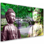 Kolmeosalise pildil&otilde;uendi print Buddha Waterfall Forest Green 60x40 mitmev&auml;rviline