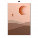 Ulmeline luide K&otilde;rbeplaneet Kaktus Kuu Abstraktne Seinakunst L&otilde;uendimaal P&otilde;hjamaade plakatid ja prindid Elutoa sisustamiseks m&otilde;eldud pildid A4 21x30cm No Frame