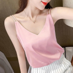 Mood, vabaaja seksikas s&auml;rk, satiinist siidist p&auml;itsetega k&auml;rbitud topid, naiste suvised &uuml;hev&auml;rvilised naiste varrukateta k&auml;rbitud vest S roosa