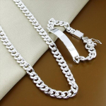 Noble Fine 925 Sterling Silver Solid 10MM kett Kaelakee K&auml;ev&otilde;rud Ehted Komplektid J&otilde;ulukingitus Mood meestele 50/55/60cm 60cm and 20cm