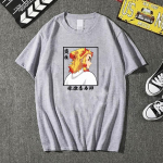 Rengoku Kyoujuro Demon Slayer Unisex T-s&auml;rk Harajuku O-kaelusega Hot Anime Riietus Suvesport Jooksmine L&uuml;hikesed varrukad S must