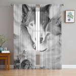 Metslooma hunt Sheer Voile kardin elutuppa Magamistoa K&ouml;&ouml;gi kaunistus Hommikune t&uuml;ll aknakardin Sifonki kardinad 1 PCS W100XH250cm