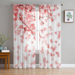 Akvarell Cherry Blossom t&uuml;llkardinad elutoa jaoks magamistoa kaunistamiseks &scaron;ifoonist l&auml;bipaistev v&otilde;ib k&ouml;&ouml;gi aknakardinad 1 PCS W100XH250cm