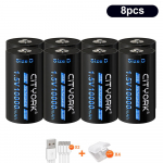 CITYORKi 1,5 V aku laetav liitium-ioonaku D-t&uuml;&uuml;pi USB laadimine R20 LR20 liitiumaku gaasipliidi RC drooni jaoks