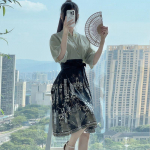 Hiina Hanfu suvet&uuml;drukute seeria Song Dynasty Style Daily Ladies kleidikomplekt L