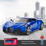 1/24 Scale Bugatti Voice of the Night sulamist metallist survevalatud automudel, tagasit&otilde;mmatav s&otilde;iduk heli ja kerge nukum&auml;nguasja mudeliga kingitus lastele 1/24-20x10x5cm sinine