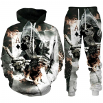 Isiksus gooti pealuu 3D prindiga kapuutsiga p&uuml;kste komplekt meeste/naiste naljakas Halloweeni t&auml;navar&otilde;ivaste riietus&uuml;likond hiphop 2-osaline spordidress 6XL