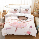3D balleti t&uuml;druku voodipesukomplekt Cartoon Girl tantsutekk ja padjap&uuml;&uuml;r 2/3 tk AU140 * 210 &uuml;he-/kahe voodiga p&uuml;hadekingitus t&uuml;drukutele Pehme kodutekstiil Baby 100x135cm